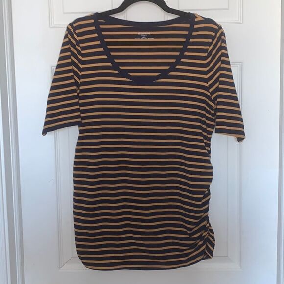 Motherhood  Maternity Striped Ruched Top - Picture 1 of 4